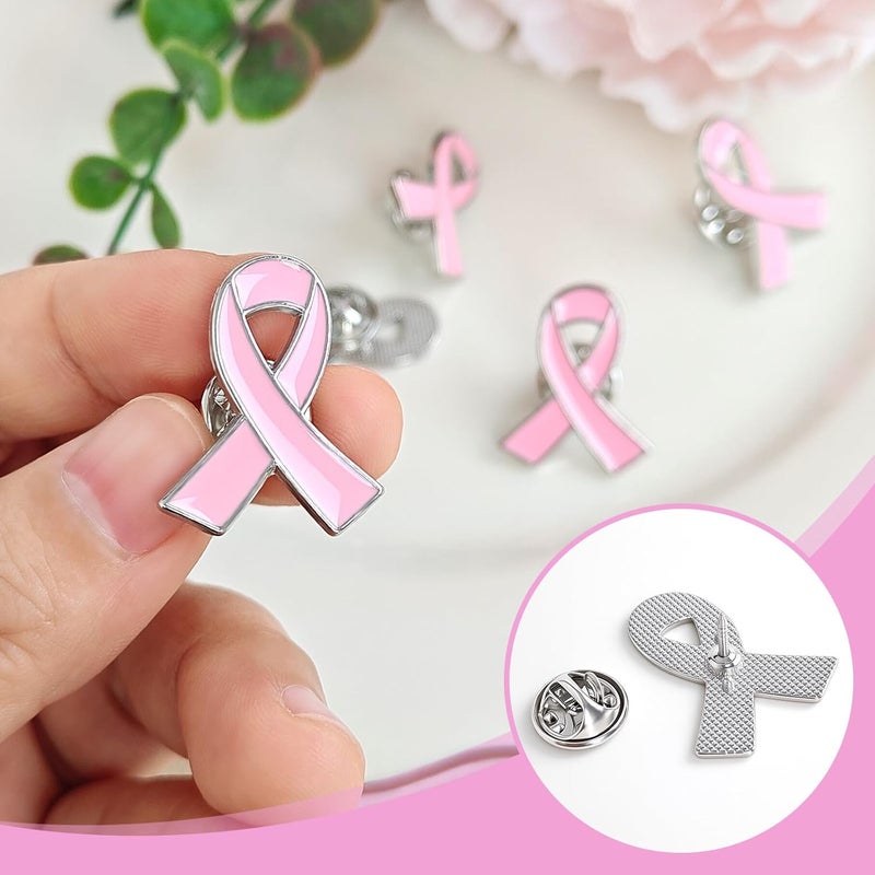EMORBALS 6/20/50 Pcs Breast Cancer Pin, 6 Pack Breast Cancer Awareness Pins Set, Alloy Pink Ribbon Pin, Safety Clip Design - Image 4